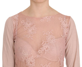 Pink Lace See Through Long Sleeve Top Blouse PINK MEMORIES