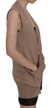 Brown 100% Cotton Sleeveless Cardigan Top Vest PINK MEMORIES