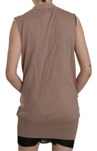 Brown 100% Cotton Sleeveless Cardigan Top Vest PINK MEMORIES