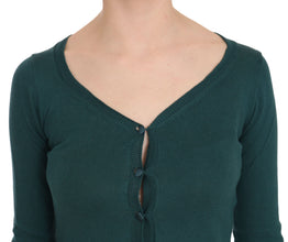 Blue Green Cotton 3/4 Sleeve Cardigan Top Blouse PINK MEMORIES