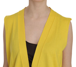 Yellow 100% Cotton Sleeveless Cardigan Top Vest PINK MEMORIES