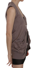 Brown 100% Cotton Sleeveless Cardigan Top Vest PINK MEMORIES