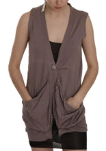Brown 100% Cotton Sleeveless Cardigan Top Vest PINK MEMORIES