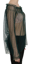 Green Mesh See Through Long Sleeve Top Blouse PINK MEMORIES