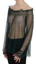 Green Mesh See Through Long Sleeve Top Blouse PINK MEMORIES