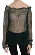 Green Mesh See Through Long Sleeve Top Blouse PINK MEMORIES