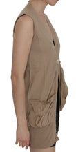Brown 100% Cotton Sleeveless Cardigan Top Vest PINK MEMORIES