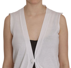 White 100% Cotton Sleeveless Cardigan Top Vest PINK MEMORIES