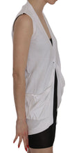 White 100% Cotton Sleeveless Cardigan Top Vest PINK MEMORIES