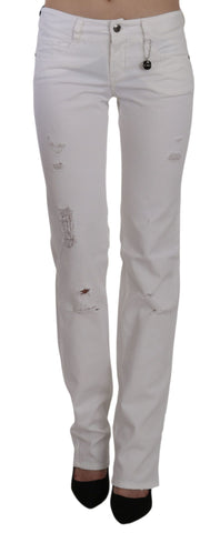 White Cotton Slim Fit Straight Jeans Pants Costume National