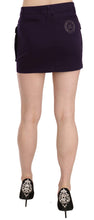 Purple High Waist Button Pocket A-line Mini Skirt GF Ferre