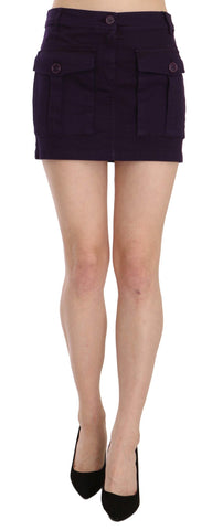 Purple High Waist Button Pocket A-line Mini Skirt GF Ferre