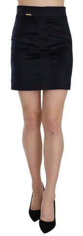 Blue Cotton Blend High Waist A-line Mini Skirt GF Ferre