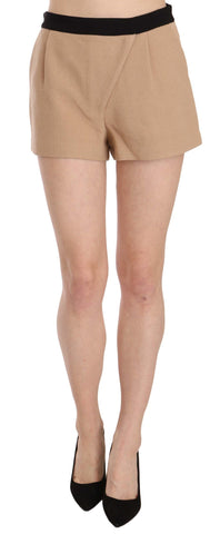 Shorts Beige Cotton Mid Waist Mini Short Costume National