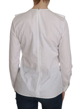 White Crew Neck Long Sleeve Cotton Blouse Dsquared²