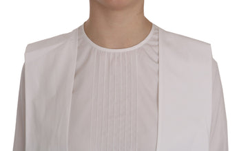 White Crew Neck Long Sleeve Cotton Blouse Dsquared²