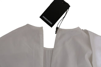 White Crew Neck Long Sleeve Cotton Blouse Dsquared²