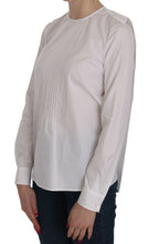 White Crew Neck Long Sleeve Cotton Blouse Dsquared²
