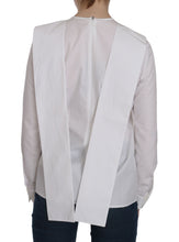 White Crew Neck Long Sleeve Cotton Blouse Dsquared²