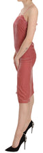 Pink Lace Spaghetti Strap Side Slit Shift Midi Dress PINKO
