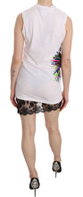 White Printed Crew Neck Sleeveless Bodycon Mini Dress Dsquared²