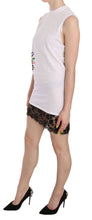 White Printed Crew Neck Sleeveless Bodycon Mini Dress Dsquared²