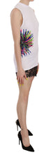 White Printed Crew Neck Sleeveless Bodycon Mini Dress Dsquared²
