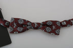 Men Bordeaux Maroon Lion Silk Adjustable Neck Bow Tie Dolce & Gabbana