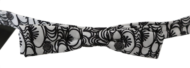 White Pattern Silk Adjustable Neck Papillon Tie Dolce & Gabbana