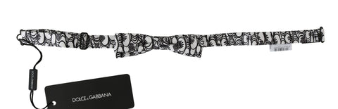 White Pattern Silk Adjustable Neck Papillon Tie Dolce & Gabbana