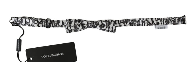 White Pattern Silk Adjustable Neck Papillon Tie Dolce & Gabbana