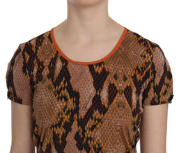 Snake Skin Print Short Sleeve Top T-shirt Just Cavalli