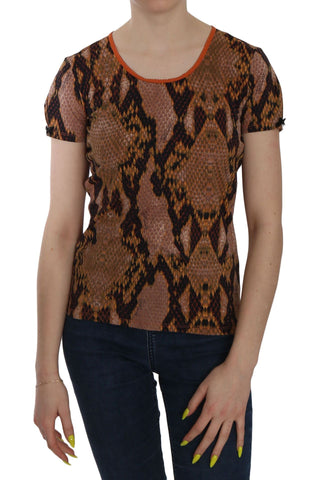 Snake Skin Print Short Sleeve Top T-shirt Just Cavalli