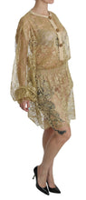 Gold Lace See Through A-Line Knee Length Dress Dolce & Gabbana