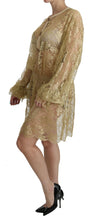 Gold Lace See Through A-Line Knee Length Dress Dolce & Gabbana