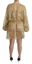 Gold Lace See Through A-Line Knee Length Dress Dolce & Gabbana