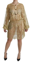 Gold Lace See Through A-Line Knee Length Dress Dolce & Gabbana