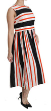 Multicolor Stripes A-Line Pleated Midi Dress Dolce & Gabbana