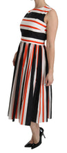 Multicolor Stripes A-Line Pleated Midi Dress Dolce & Gabbana