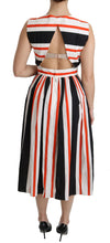 Multicolor Stripes A-Line Pleated Midi Dress Dolce & Gabbana