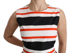 Multicolor Stripes A-Line Pleated Midi Dress Dolce & Gabbana