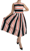 Multicolor Stripes A-Line Pleated Midi Dress Dolce & Gabbana
