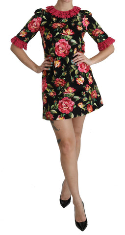 Floral Pink Lace A-Line Shift Mini Dress Dolce & Gabbana