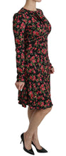 Black Floral Longsleeve Knee Length Dress Dolce & Gabbana