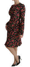 Black Floral Longsleeve Knee Length Dress Dolce & Gabbana