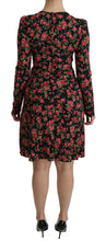 Black Floral Longsleeve Knee Length Dress Dolce & Gabbana