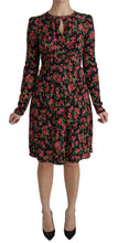 Black Floral Longsleeve Knee Length Dress Dolce & Gabbana