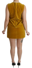 Mustard Velvet Stretch Shift Mini Dress Dolce & Gabbana