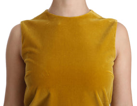 Mustard Velvet Stretch Shift Mini Dress Dolce & Gabbana