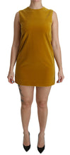 Mustard Velvet Stretch Shift Mini Dress Dolce & Gabbana